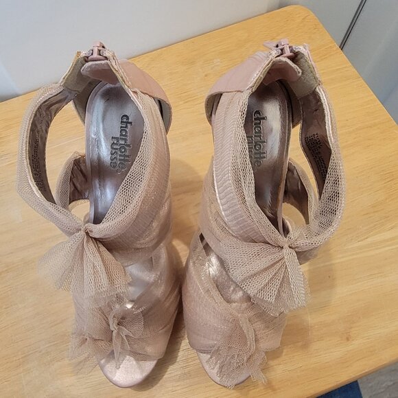 Size 6 Charlotte Russe Tutu Stiletto Peep Toe Platform High Heels. Zip Back. - Picture 7 of 10